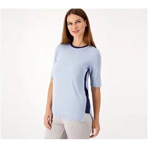 Cuddl Duds Softwear with Stretch Elbow Sleeve Top Cloud Blue,Small A518557